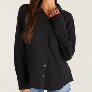 Z Supply Black Gauze Button Down Shirt